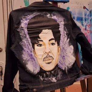 Custom Painted Prince Portrait on Polo Jean Jacket